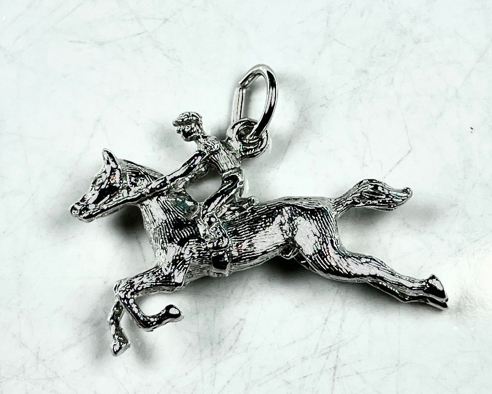 Jumping Horse & Rider, Pendant - Charm (Gold: Please Contact Us For Current Pricing)
