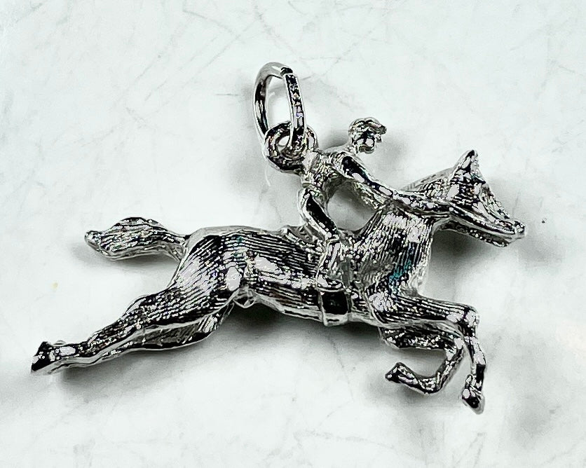 Jumping Horse & Rider, Pendant - Charm (Gold: Please Contact Us For Current Pricing)