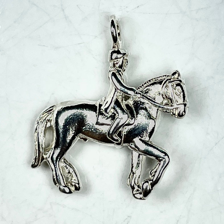 Horse & Rider - English Dressage, Pendant - Charm (Gold: Please Contact Us For Current Pricing)