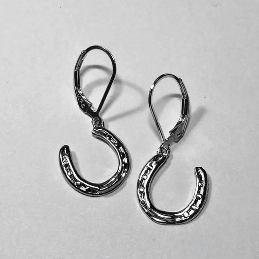Racing Plate Horseshoe Dangle Earrings