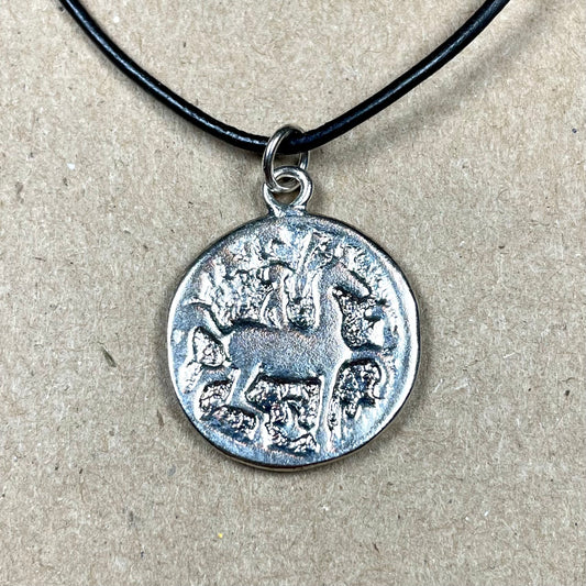 Ancient Horse Coin Replica Pendant "Facing Right"