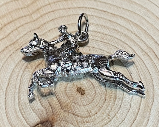 Jumping Horse & Rider, Pendant - Charm (Gold: Please Contact Us For Current Pricing)