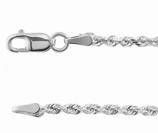 Diamond Cut Rope, ~2.4mm, Necklace & Bracelet  (Gold: Please Contact Us For Current Pricing)